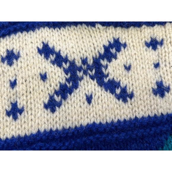 Vintage Ski Sweater, Wool Snowflake Pattern, Knit Nordic Style Pullover, Men's M - Picture 4 of 9